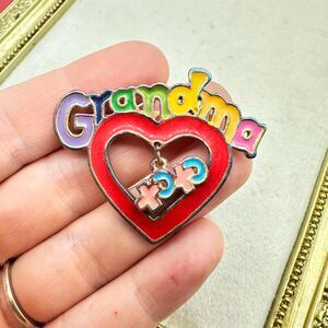 Vintage Colorful Grandma Brooch Love Grandma Pin Jewelry Baby Announcement
